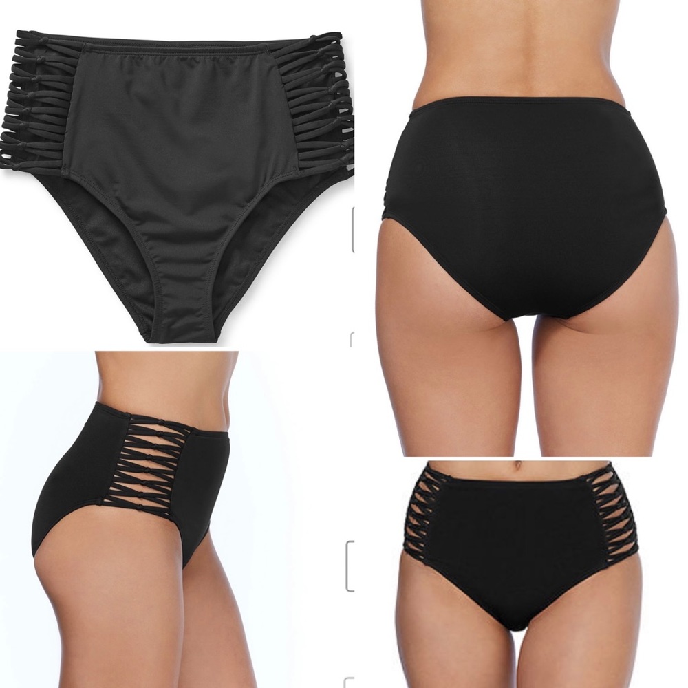 Strappy-Sides High Waist Swimwear Bottom